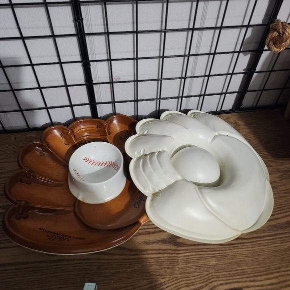 Vintage Rawlings Baseball Glove Snack Bowls Chips And Dip Bowls - Picture 6 of 6